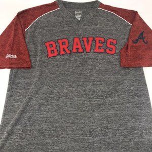 Atlanta Braves Stitches Athletic Gear Mens Shirt Size XL MLB Gray Red